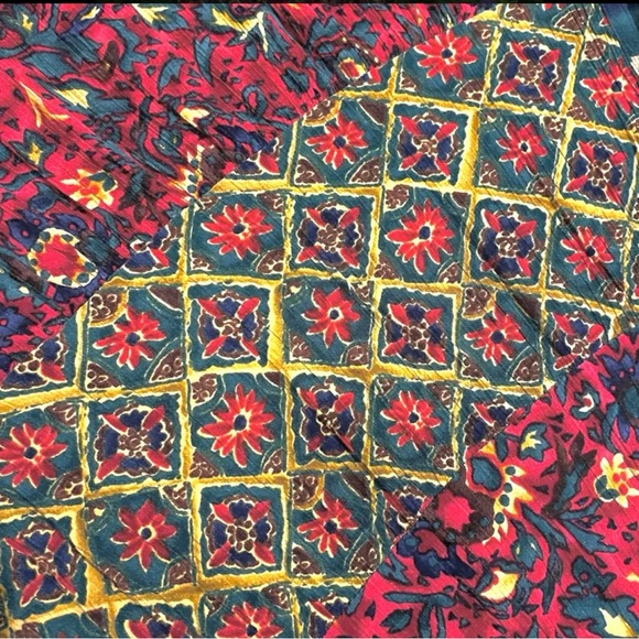 Retro 1960’s cut w/a boho twist:tiered w/multicoloured multiprints skirt-trendy - Picture 6 of 13